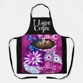 コーヒお洒落ー抽象芸術のパ絵を描ープル エプロン (正面)