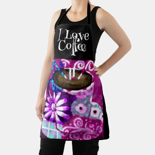 コーヒお洒落ー抽象芸術のパ絵を描ープル エプロン (インサイチュ)