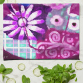 コーヒお洒落ー抽象芸術のパ絵を描ープル キッチンタオル (折り畳み)