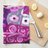 コーヒお洒落ー抽象芸術のパ絵を描ープル キッチンタオル (四つ折り)