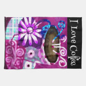 コーヒお洒落ー抽象芸術のパ絵を描ープル キッチンタオル (横)