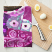 コーヒお洒落ー抽象芸術のパ絵を描ープル キッチンタオル (四つ折り)