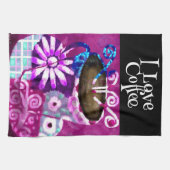 コーヒお洒落ー抽象芸術のパ絵を描ープル キッチンタオル (横)