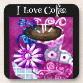 コーヒお洒落ー抽象芸術のパ絵を描ープル コースター (正面)