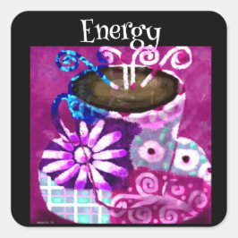 コーヒお洒落ー抽象芸術のパ絵を描ープル スクエアシール