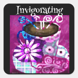 コーヒお洒落ー抽象芸術のパ絵を描ープル スクエアシール