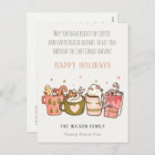 コーヒはっきりしたーおもしろいフェイン入りドリンククリスマス シーズンポストカード (正面/裏面)