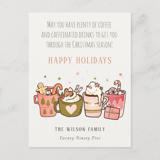 コーヒはっきりしたーおもしろいフェイン入りドリンククリスマス シーズンポストカード (正面)