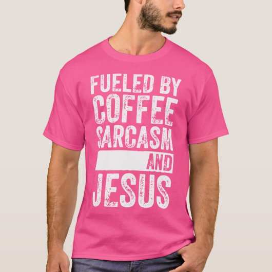 コーヒはっきりしたーの皮肉とイエスに煽られたクリスチャン Tシャツ (正面)
