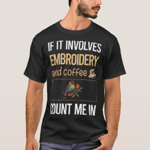 コーヒもしー刺繍刺繍縫い込み Tシャツ