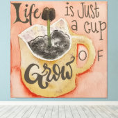 コーヒやる気を起こさせるーインスピレーションタペストリー キャンバスプリント (インサイチュ (ウッドフロア))