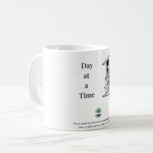 コーヒやる気を起こさせるーマグカップ–1日の時間引用文 コーヒーマグカップ (正面左)