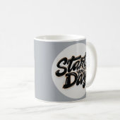 コーヒやる気を起こさせるーマグ – 一日を始める コーヒーマグカップ (正面右)