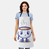 コーヒよくはしゃぐーおもしろいデザイン エプロン (着用した状態)