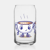 コーヒよくはしゃぐーおもしろいデザイン ガラス缶 (正面)