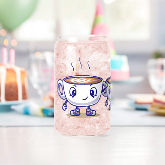 コーヒよくはしゃぐーおもしろいデザイン ガラス缶