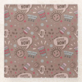 コーヒよくはしゃぐー今モカ模様 ガラスコースター (正面)