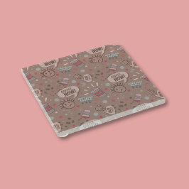 コーヒよくはしゃぐー今モカ模様 ガラスコースター