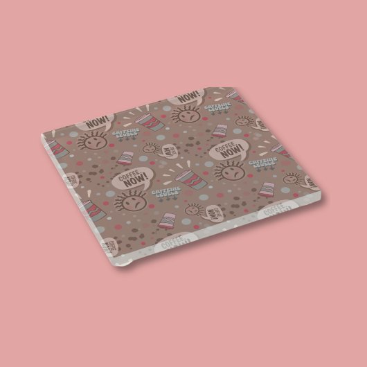 コーヒよくはしゃぐー今モカ模様 ガラスコースター