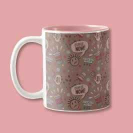 コーヒよくはしゃぐー今モカ模様 ツートーンマグカップ