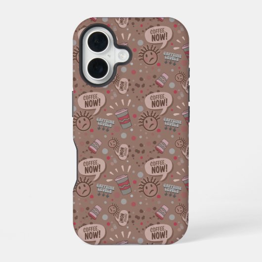 コーヒよくはしゃぐー今モカ模様 iPhone 16ケース (裏面)