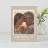 コーヒエレガントーとホワイトのハートとカスタム写真 シーズンカード (スタンド正面)