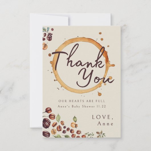 コーヒエレガントーテーマベビーシャワー サンキューカード (正面)