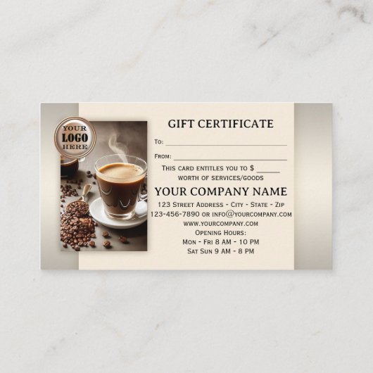 コーヒエレガントー写真ギフト券 割引カード (裏面)