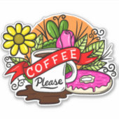 コーヒカラフルーとドーナツ シール (正面)