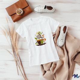 コーヒカラフルーカップ抽象芸術 Tシャツ