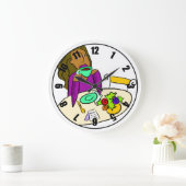 コーヒカラフルー休憩の時間 ラージ壁時計 (ホーム)