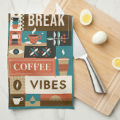 コーヒカラフルー引用文 キッチンタオル (四つ折り)