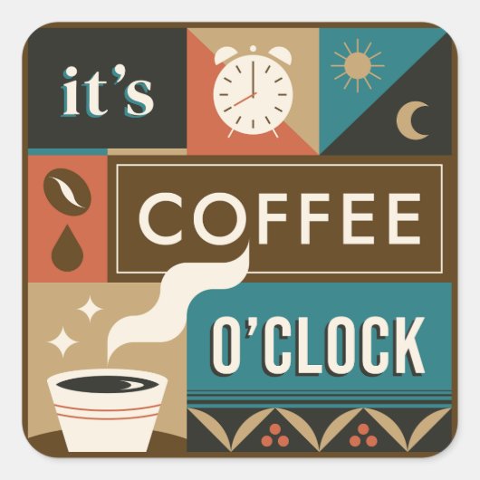 コーヒカラフルー引用文 スクエアシール (正面)