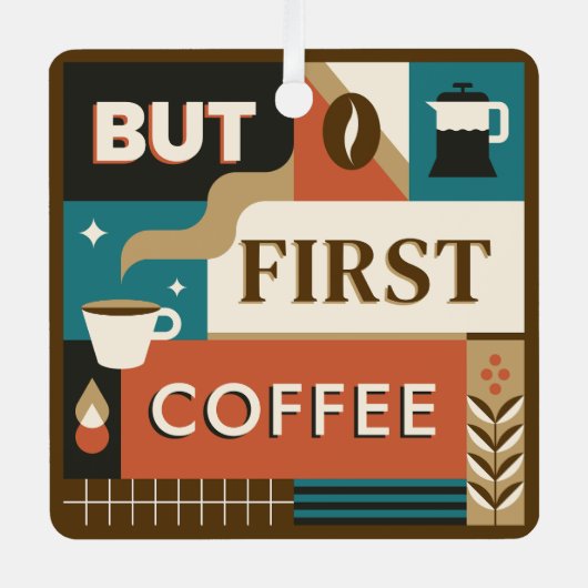 コーヒカラフルー引用文 メタルオーナメント (正面)