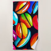 コーヒカラフルー豆抽象芸術アート ビーチタオル (正面)