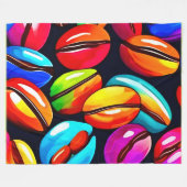 コーヒカラフルー豆抽象芸術アート フリースブランケット (正面(横))