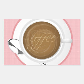 コーヒガーリーーピンクカフェハッピードリンク良い朝 長方形シール