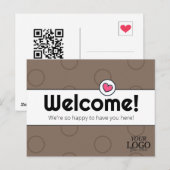 コーヒシンプルーエレガント・ブラウン・ビジネス・ウェルカム ポストカード (正面/裏面)