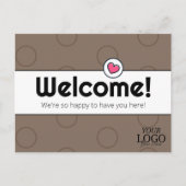 コーヒシンプルーエレガント・ブラウン・ビジネス・ウェルカム ポストカード (正面)