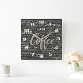 コーヒスタイリッシューモダンタイムビューティフルキッチン スクエア壁時計 (ホーム)