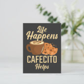 コーヒスペインのーカフェCookieカフェイン愛好家 ポストカード (スタンド正面)