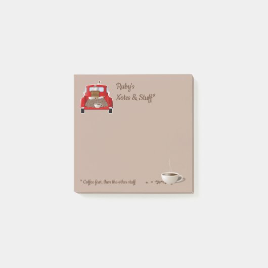 コーヒパーソナライズされたーと小さな赤いトラック ポストイット (正面)