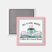 コーヒパーソナライズされたーと良い本 マグネット (正面/裏面)