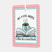 コーヒパーソナライズされたーと良い本 メタルオーナメント (正面左)