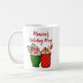 コーヒパーソナライズされたーエスプレッソ水の色のクリスマス コーヒーマグカップ (左)