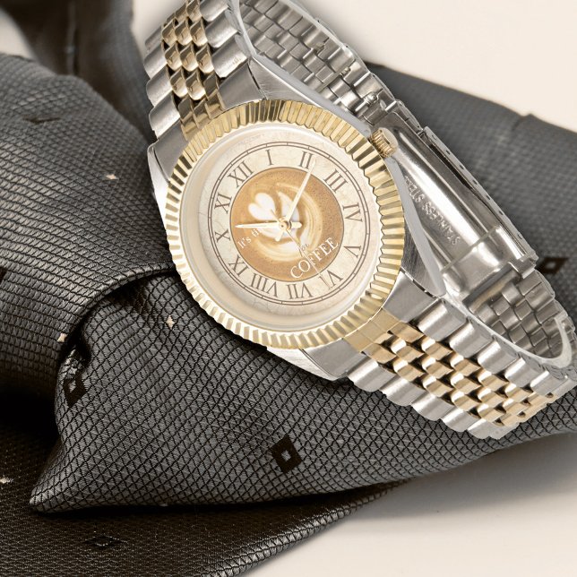 コーヒパーソナライズされたーカプチーノヴィンテージ 腕時計 (Elegant watch featuring a coffee/cappuccino theme in vintage style )