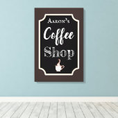 コーヒパーソナライズされたーショップアート キャンバスプリント (インサイチュ (ウッドフロア))