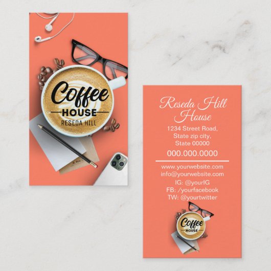 コーヒパーソナライズされたーハウス 名刺 (正面/裏面)
