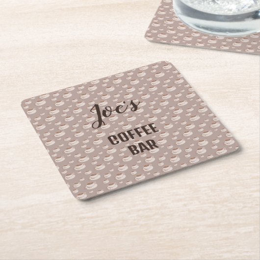 コーヒパーソナライズされたーバーステーション飲料コースター スクエアペーパーコースター (アングル)