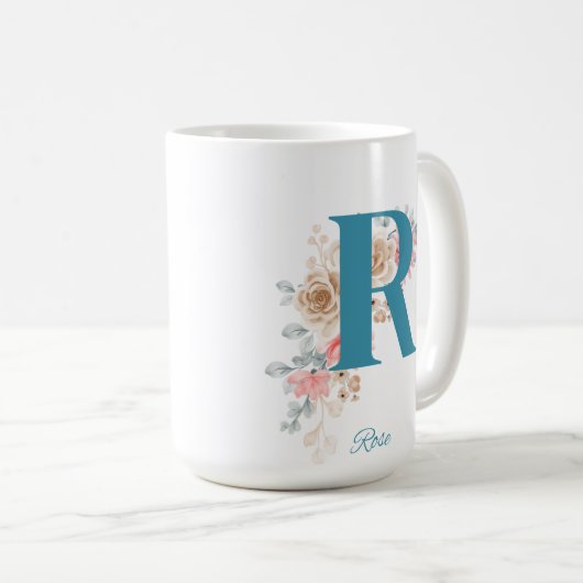 コーヒパーソナライズされたーマグ文字R コーヒーマグカップ (正面右)